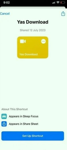 get here YAS Download Shortcut IOS 16